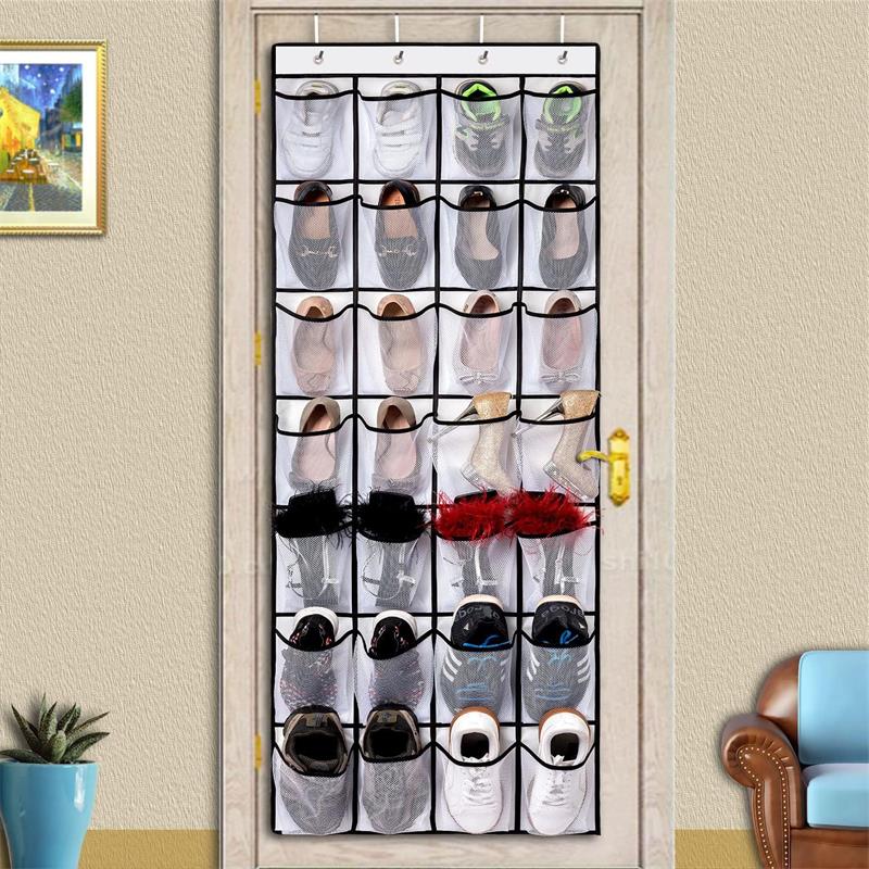 Cross border 28 grid door shoe hanging bag, non-woven multifunctional storage hanging bag