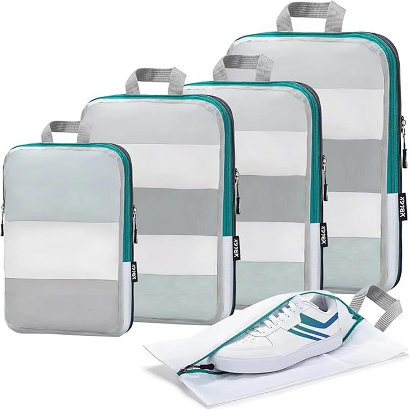 Packing Cubes with Shoe Bag,Compression Travel Luggage Organizer Durable Storage bag